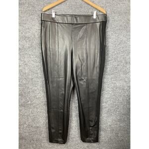 Talbots Portland Pants Solid Black Faux Vegan Leather‎ Tapered Size 16